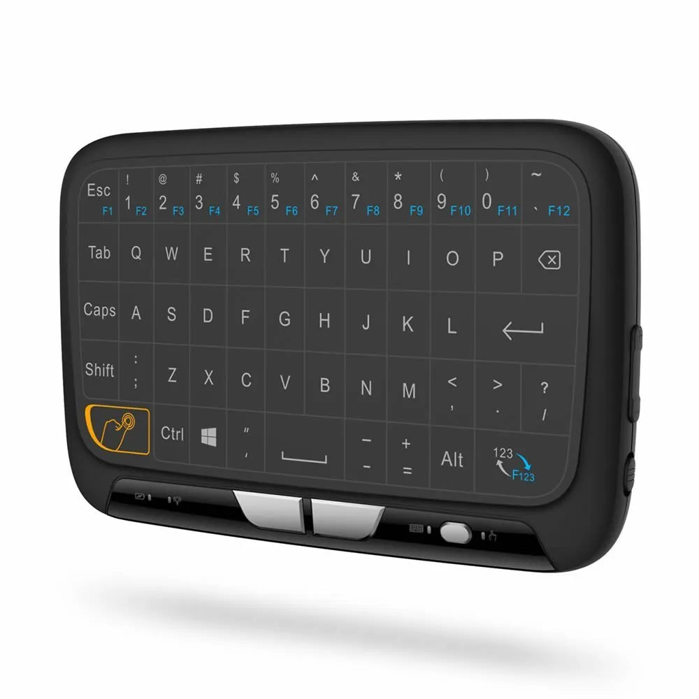 Mini H18 wireless keyboard with 5.3-inch touchpad and 2.4GHz dongle, black finish