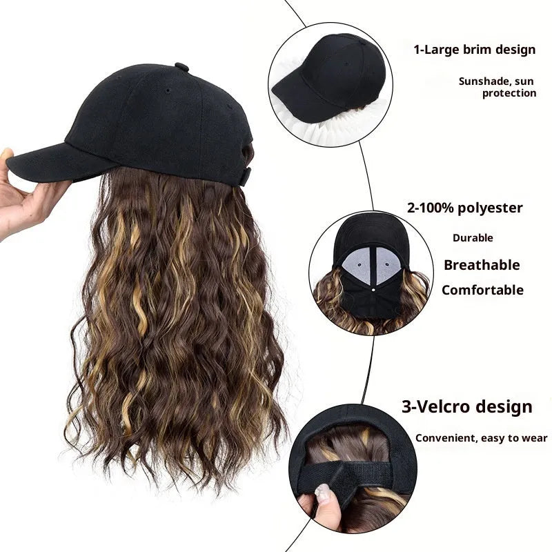Women's mid-length peaked cap wig in high temperature fibre, available in multiple colours including 1B and 6H613