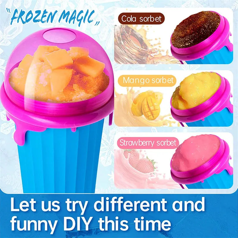 Blue 500ml slushy maker cup for quick-frozen smoothies and homemade juice