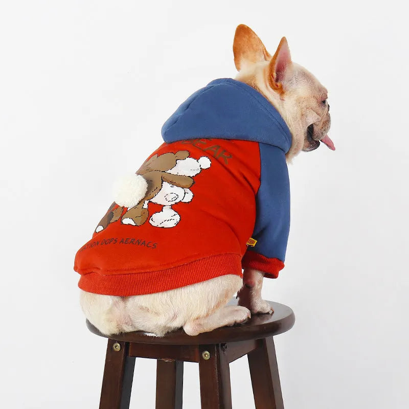 Red cotton dog jumper for small and medium breeds including Teddy and Bichon