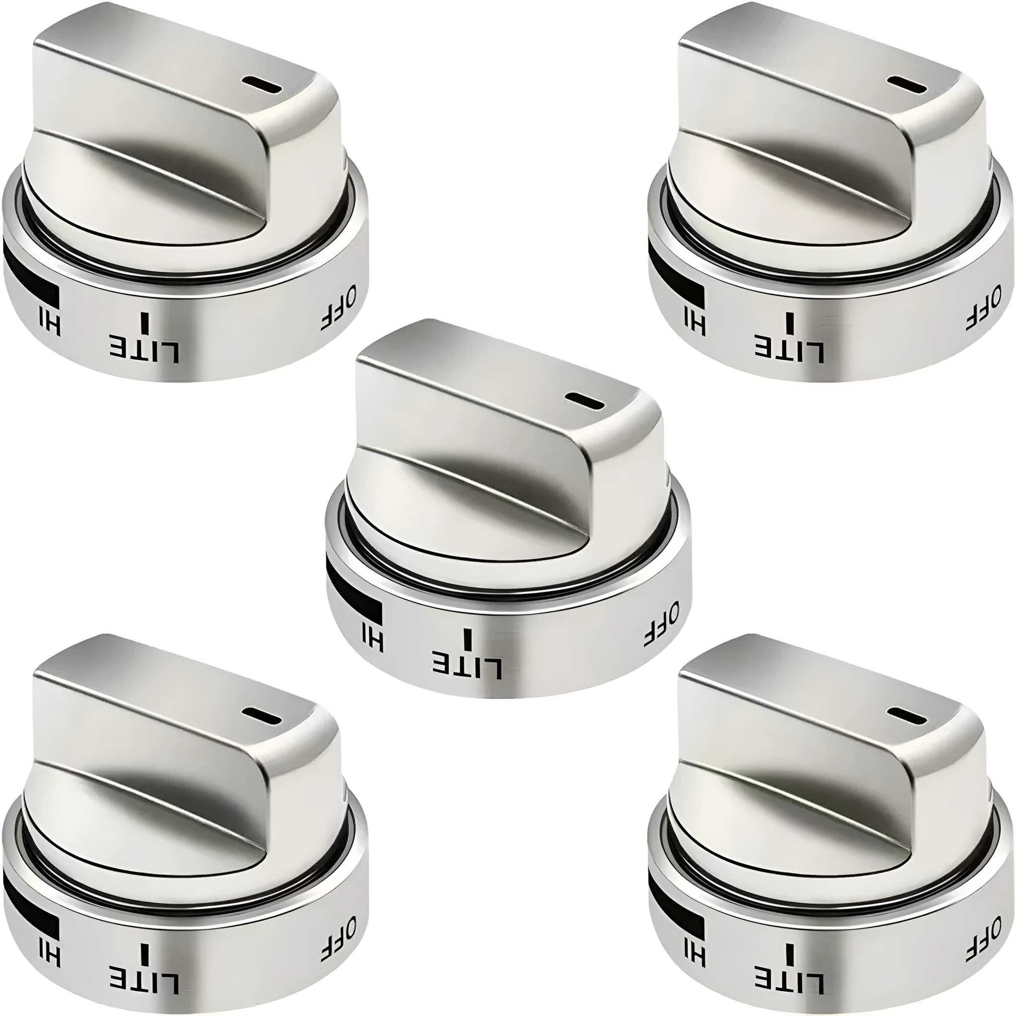 Silver metal oven stove knob assembly measuring 5.3cm diameter