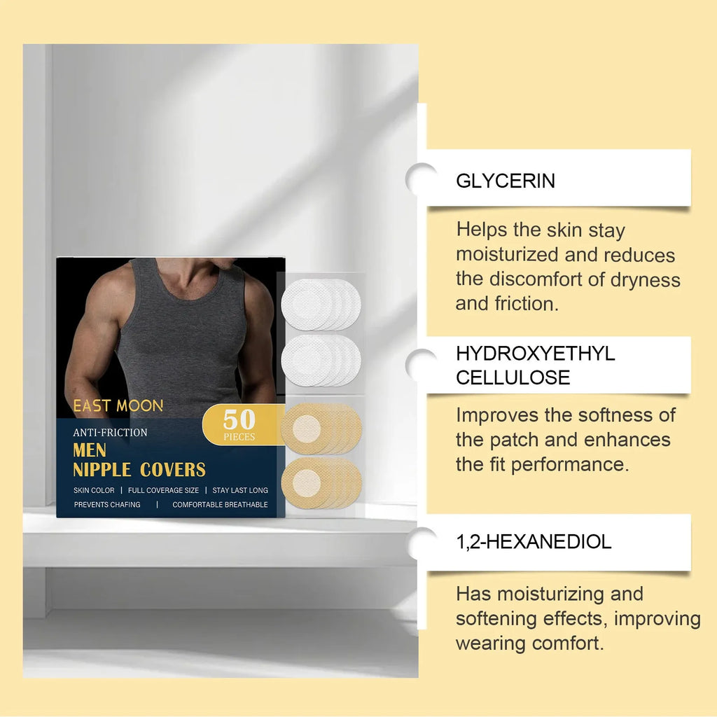 Men's anti friction chest patch 50 pieces adhesive plasters for sports