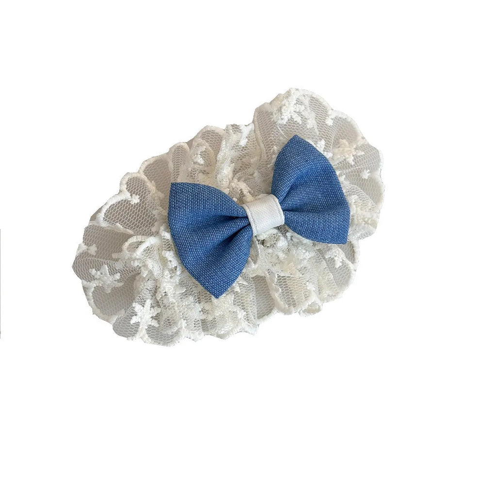 Cloth hairpin barrette with pastoral lace and bow designs for women