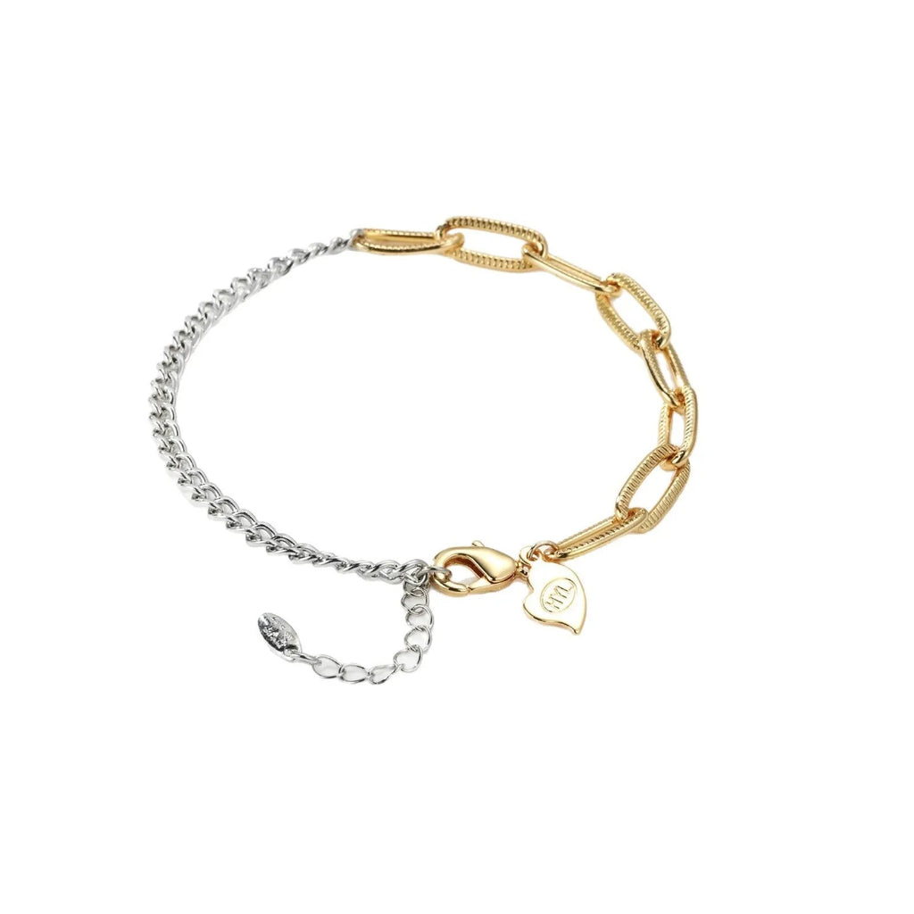 Gold-plated copper bracelet with silver stitching unisex design style PSL108