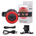 Black aluminium alloy bicycle induction brake taillight with seat tube mounting bracket.