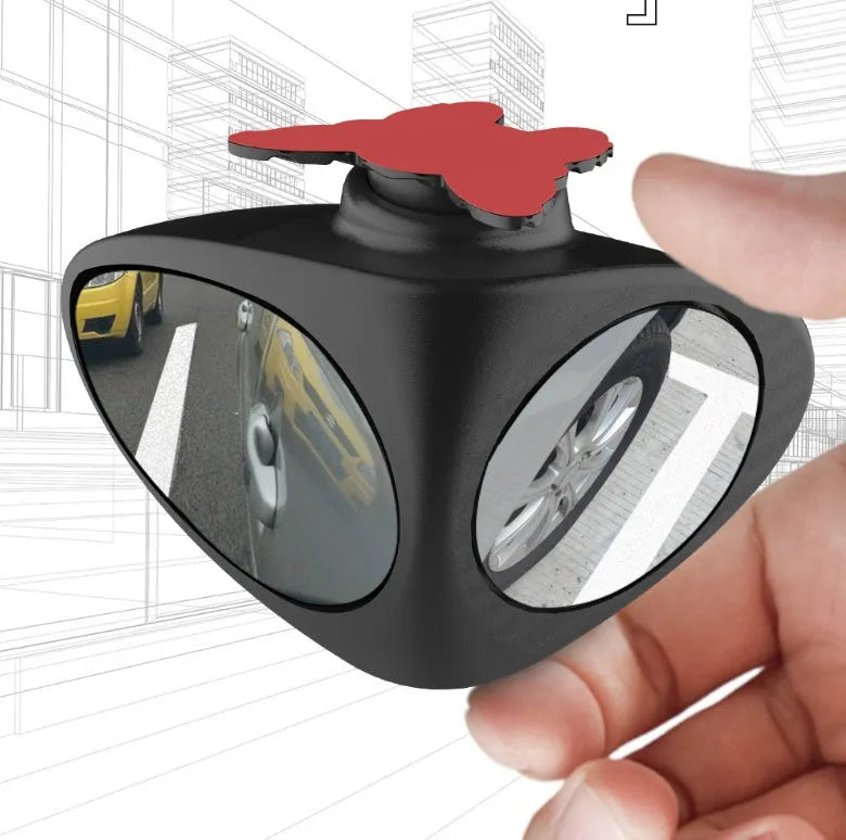 Double vision auxiliary car rearview mirror, glass and ABS, triangle, black or white, left right or set