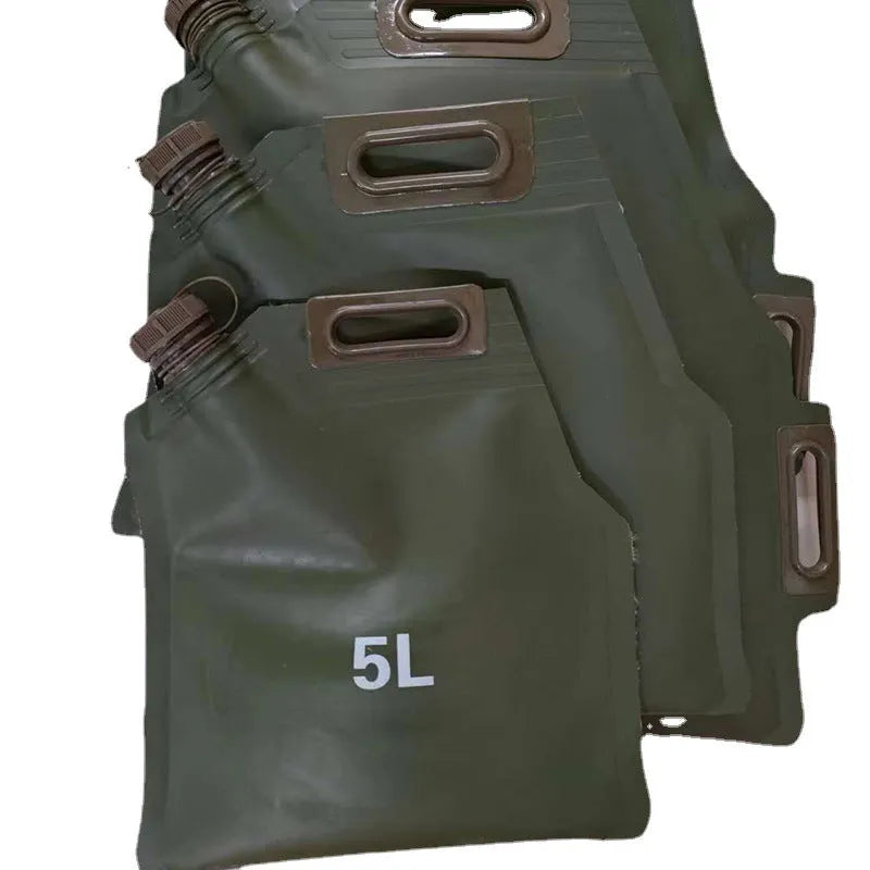 Portable folding TPU oil bag for liquid gasoline transport, available in 5L, 10L, 20L, and 30L sizes