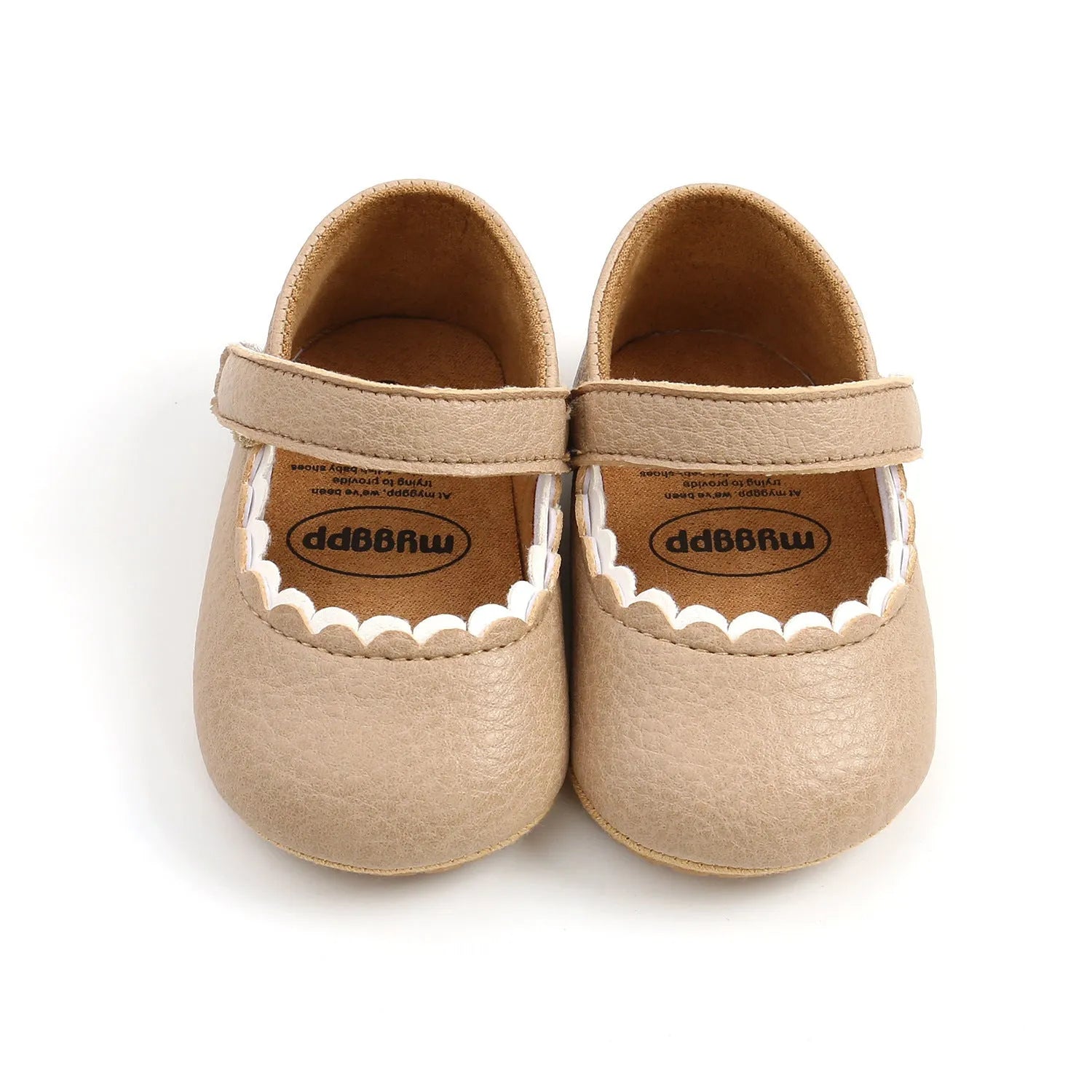 Baby princess shoes with velcro closure in white, black, fan wood, lemon yellow, and brown colours