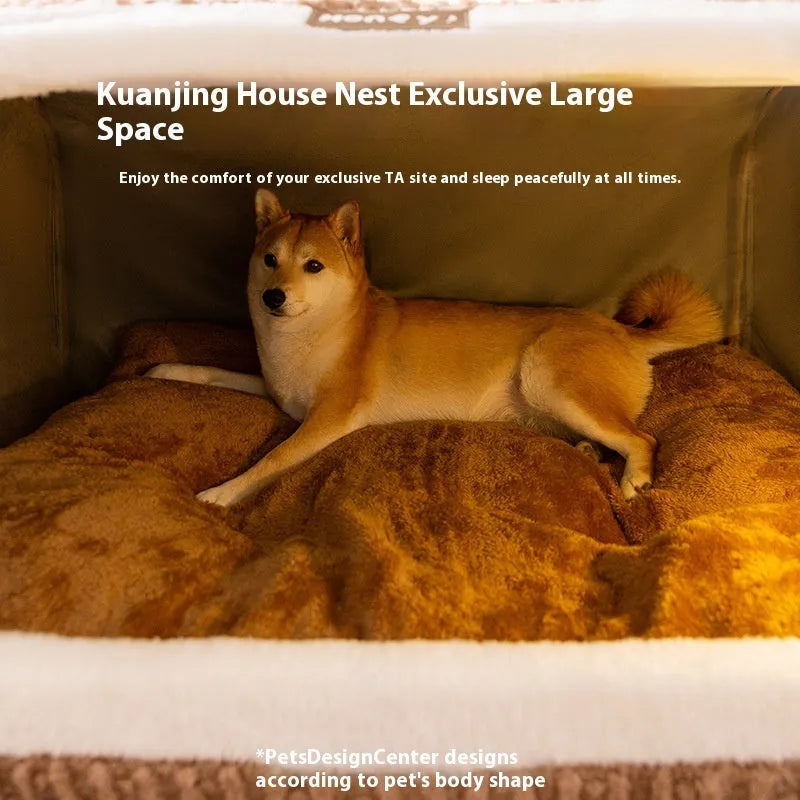 Enclosed curved room kennel cave sofa for small dogs with plush fabric interior