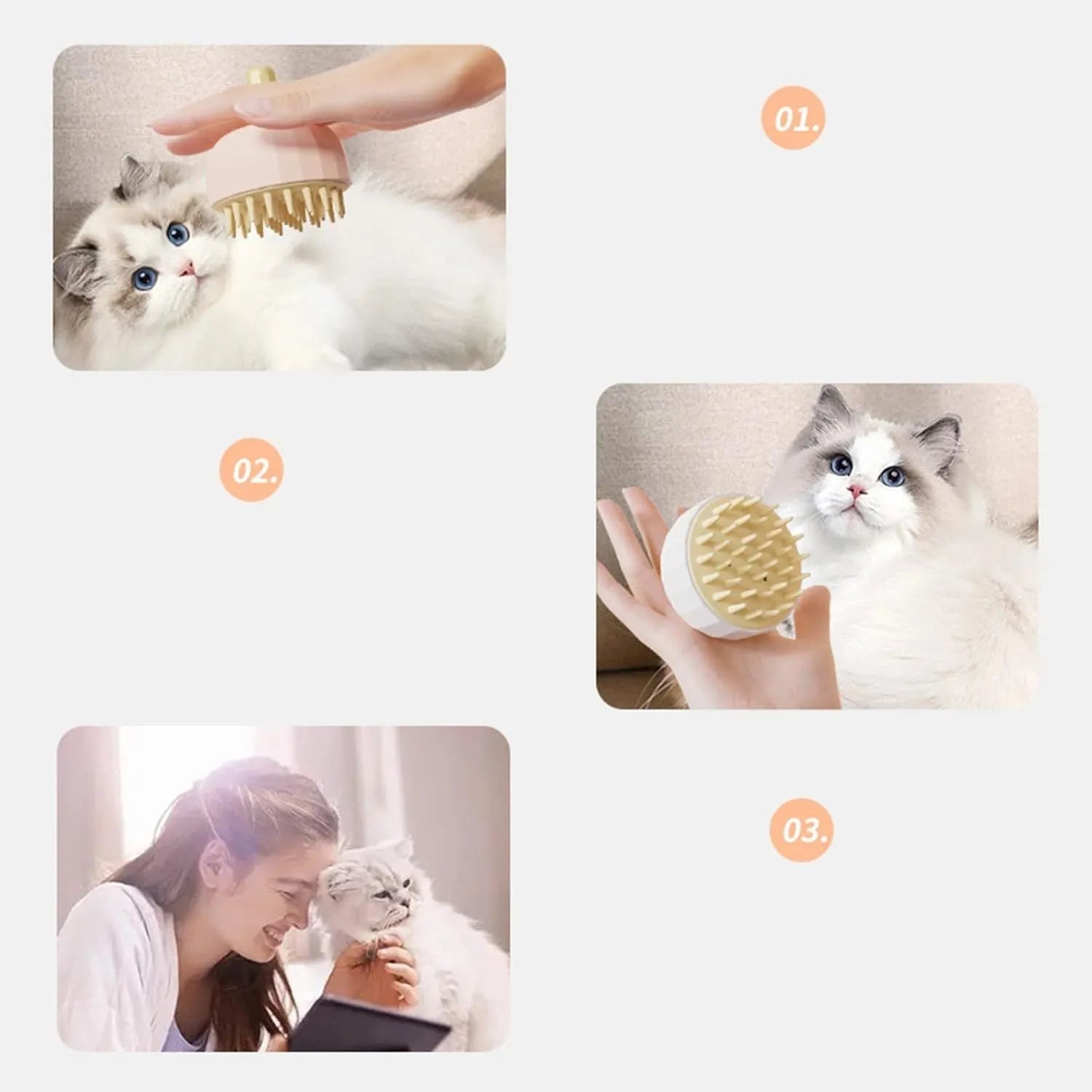 Green pet bath brush with drainage holes for dog and cat washing and massaging