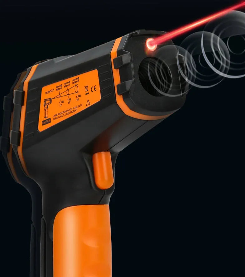 ST390A handheld infrared high temperature thermometer for industrial and studio use.