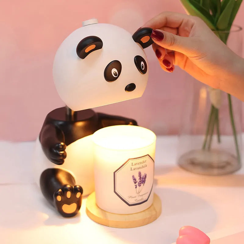 Panda aromatherapy wax home table lamp with soft night light and timer, modern simplicity style