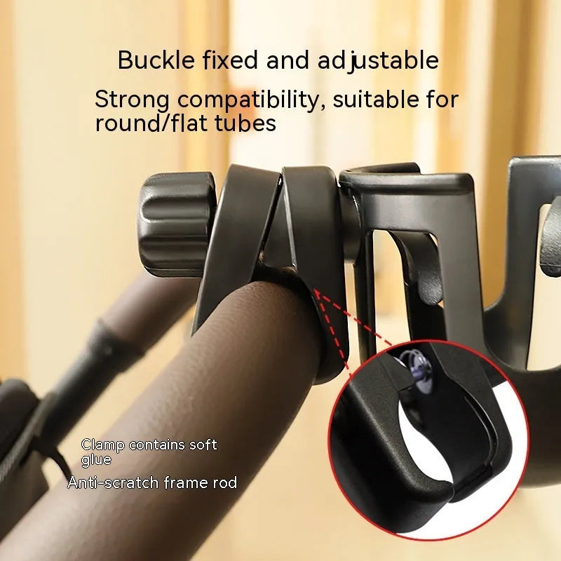 Black ABS plastic cup holder for cars with dimensions 19x10x11.3cm