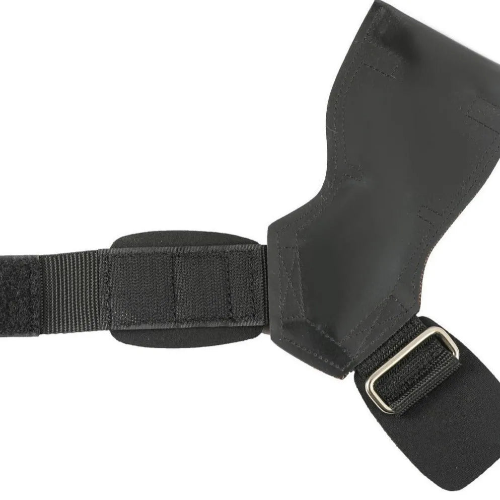 A pair of black rubber booster hoses for weightlifting grip and palm protection.