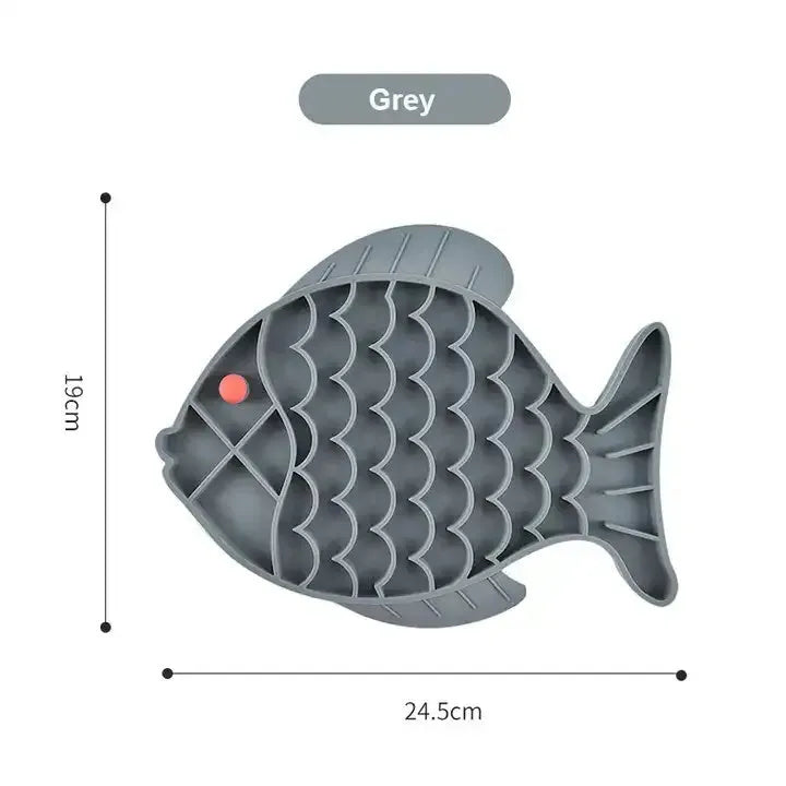 Silicone lick mat for dogs in blue, green, or grey, 24.5x19cm, slow feeder with textured surface