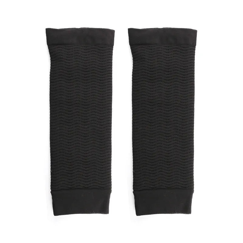 Women's black and skin colour nylon shaping arm sleeves for arm smoothing coverage
