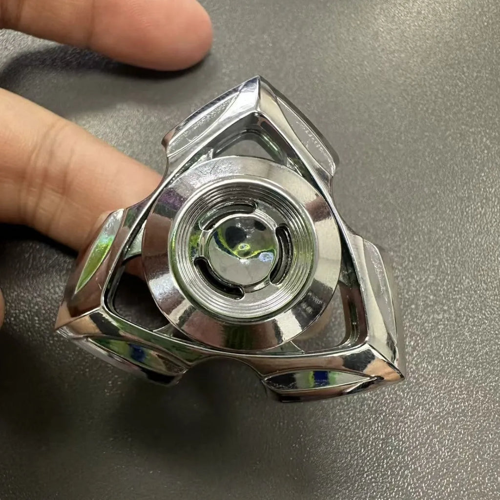 Alloy metal fingertip gyro decompression toy in silver and colourful options