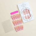 Super long French style artificial press-on nails with a decorative bow and spot drill accents in colour XB-70-48.