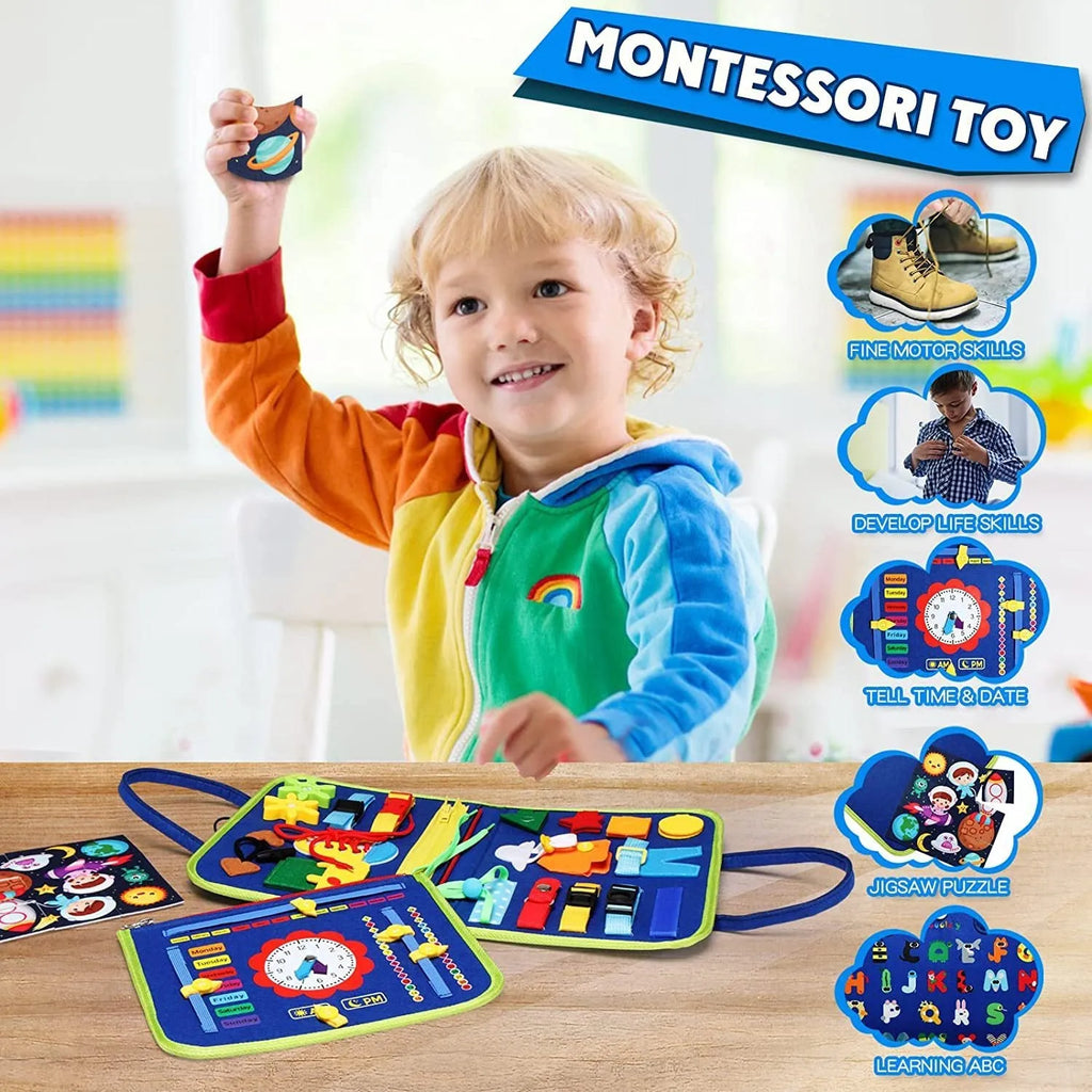 Felt learning board educational toy for toddlers, 44x28cm, blue green pink style 14