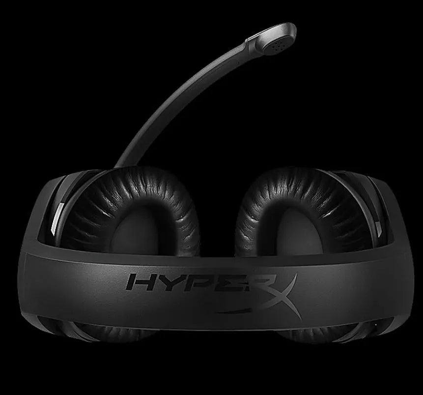 Black wired gaming headset with over-ear design and microphone for esports and PC use
