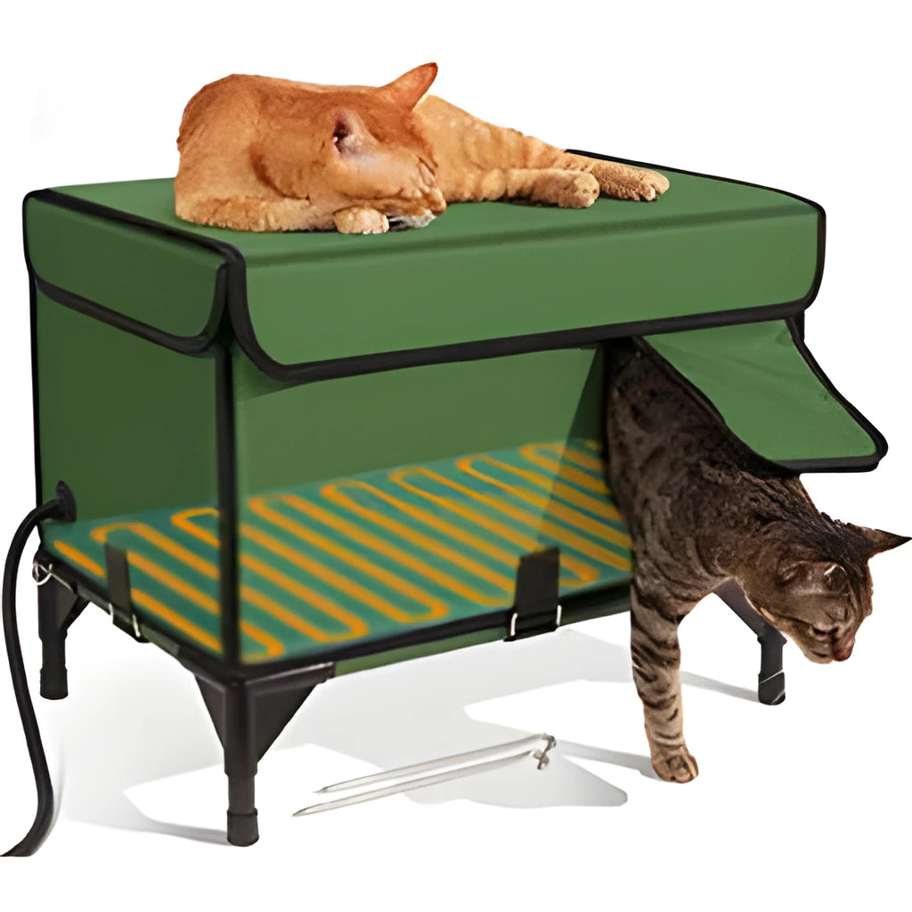 Green foldable cloth cat cage with insulation, shown in a small size.