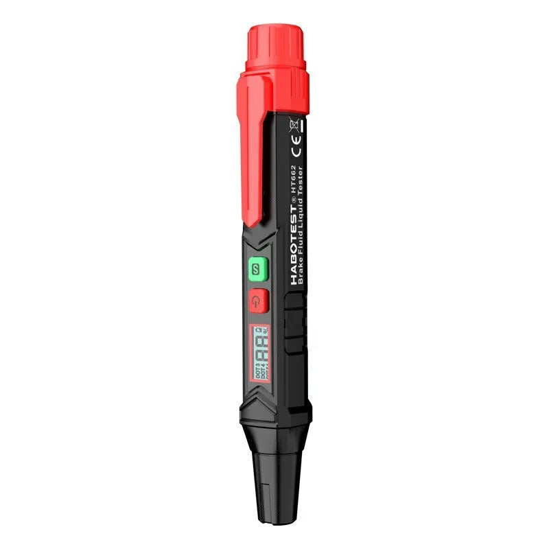 Digital brake fluid tester pen with LED display for automotive diagnostics
