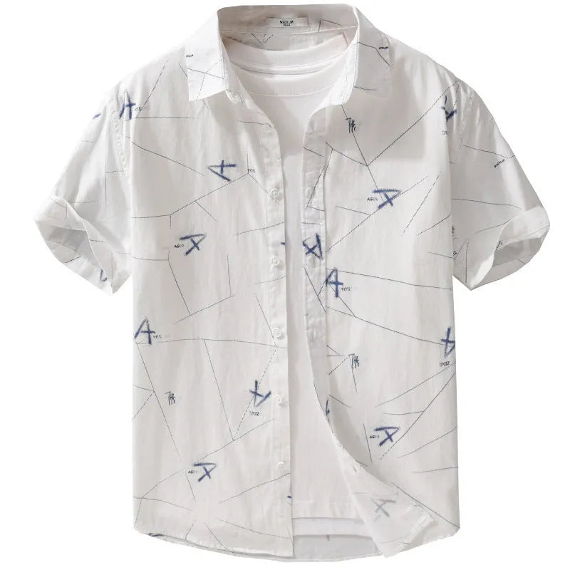 Women's loose fit short sleeve cotton cardigan shirt in light green, light pink or white.