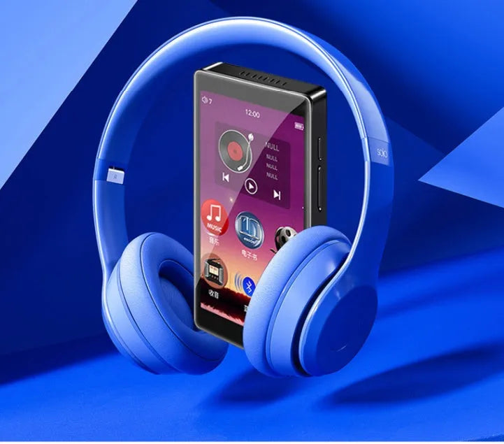 Black Ruizu H1 slim MP3 MP4 player with 4-inch touch screen showing media playback interface.