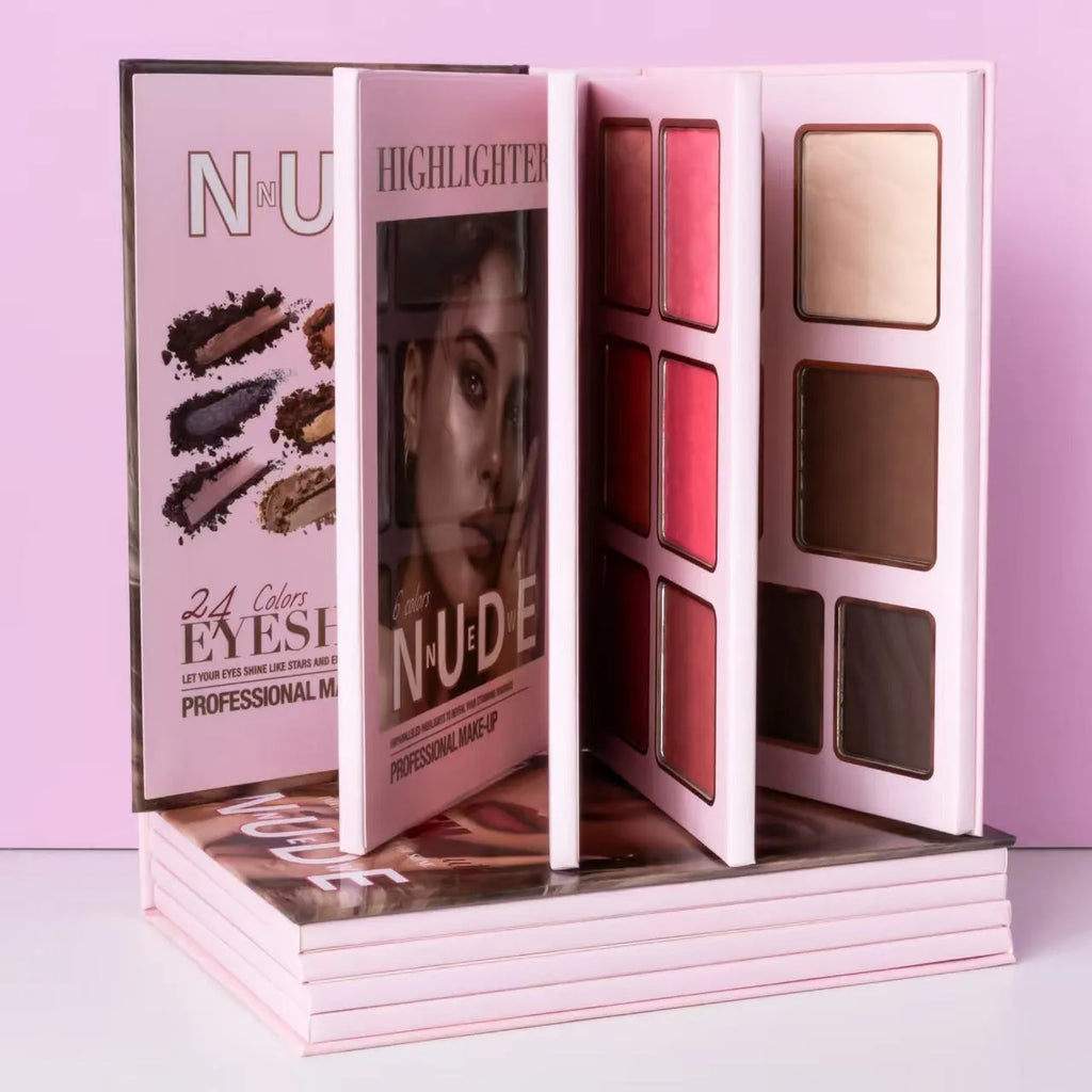Multifunctional eye shadow plate with matte and shimmer finishes, blush, and highlight in a compact palette, colour U137A