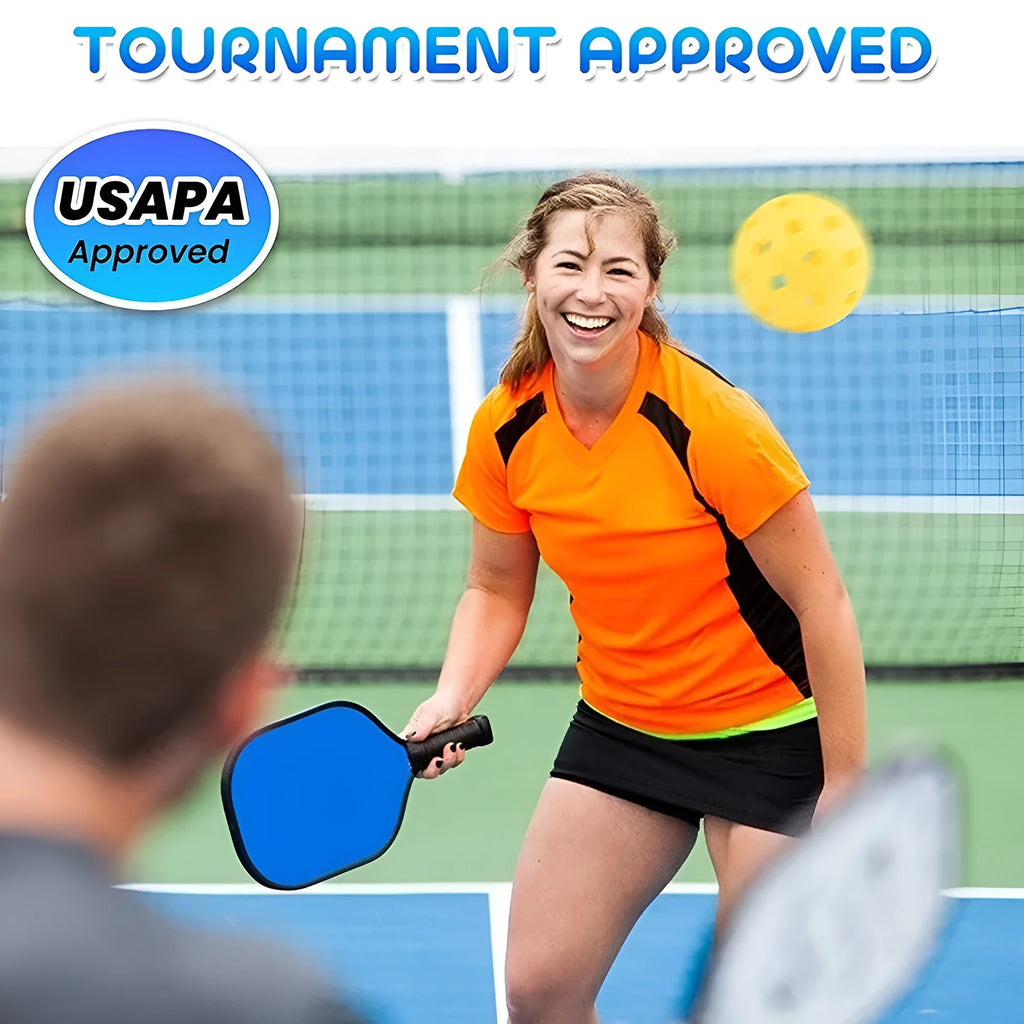 Wooden training racket for table tennis and pickleball, shown front view.