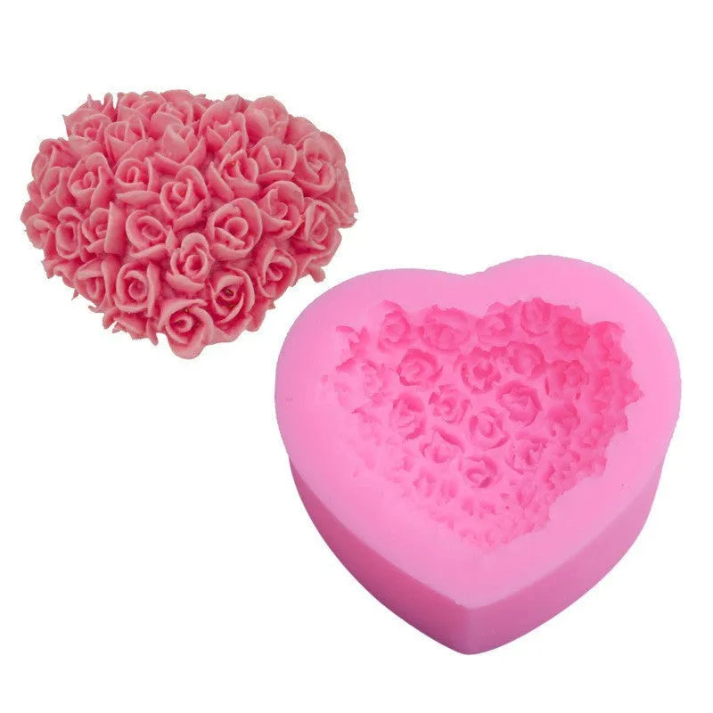 Pink rose silicone mould for Valentine's Day chocolate, fondant and cake decoration, single mould
