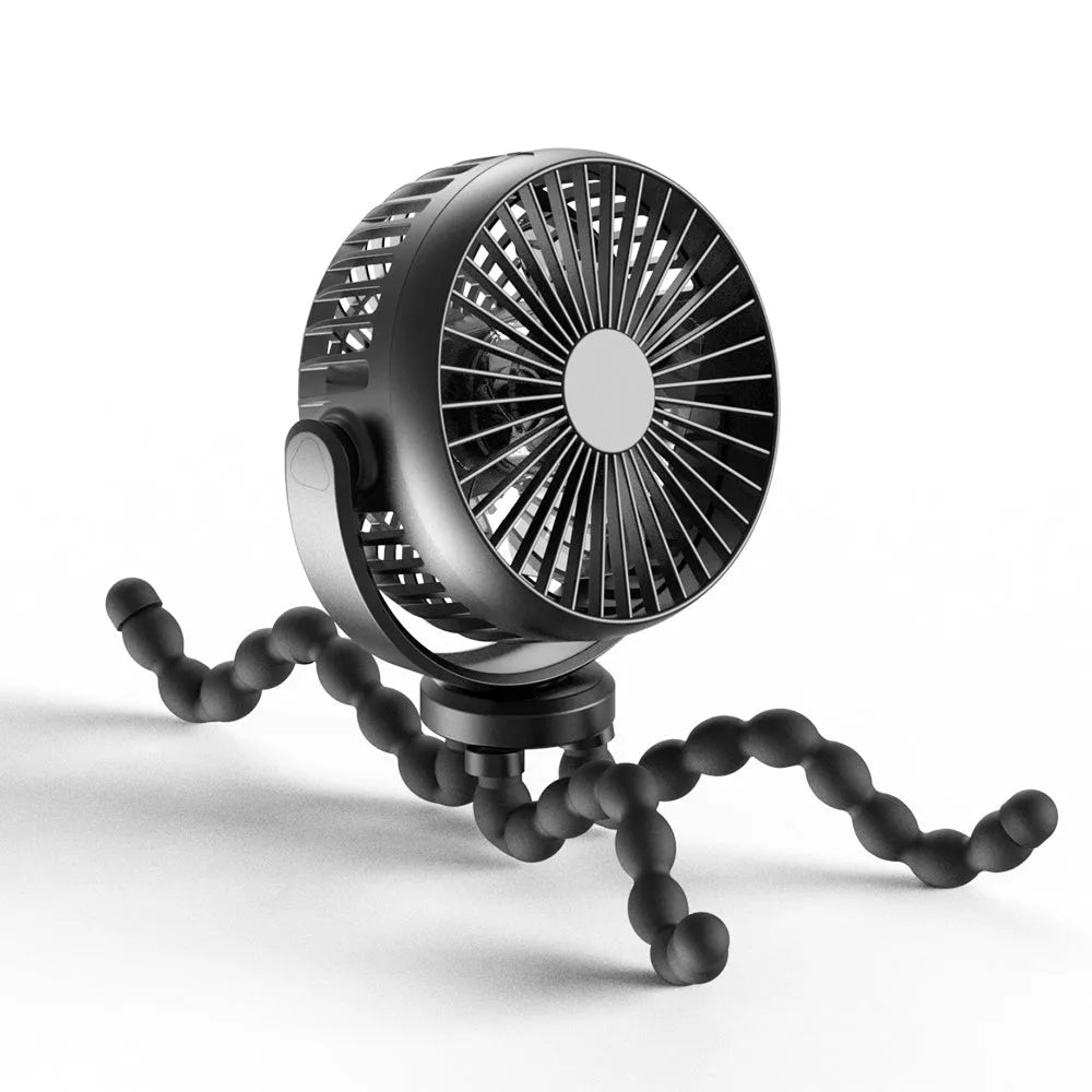 HOMEFISH F2 handheld fan with automatic shake head, LED light, and removable mounting bracket.