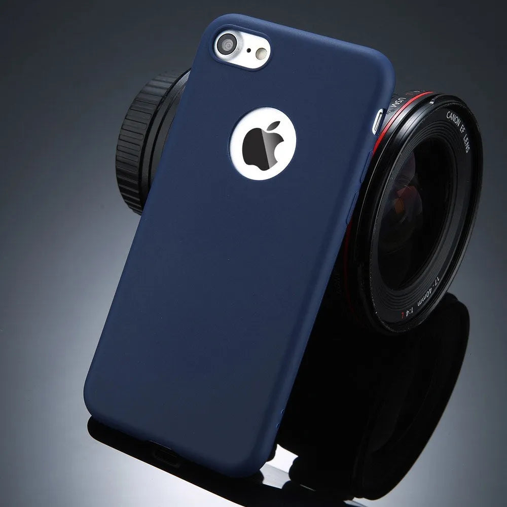Soft silicone TPU iPhone case in candy colours like pink, blue and green, showing front and back views.
