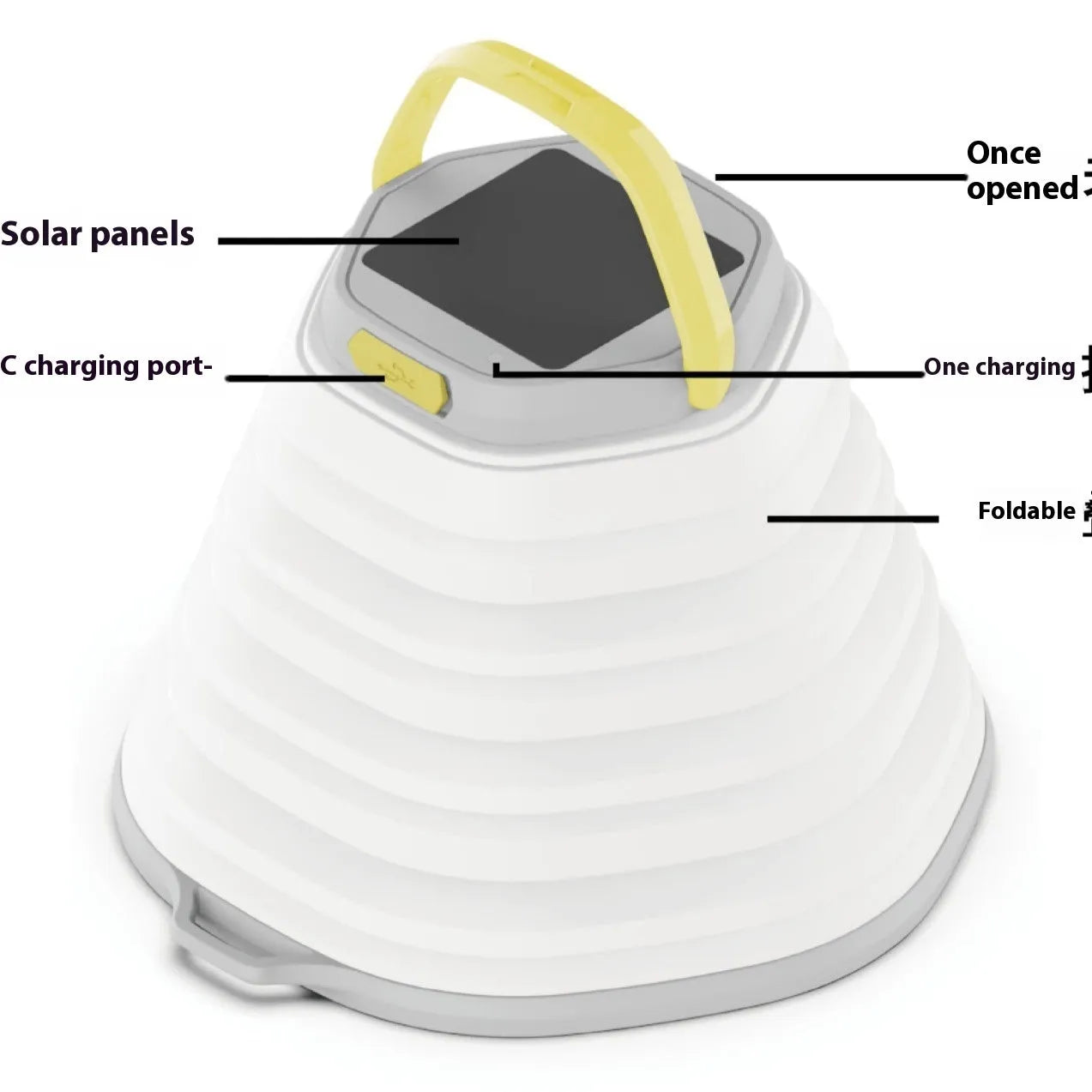 White portable camping lamp with large battery for tent lighting