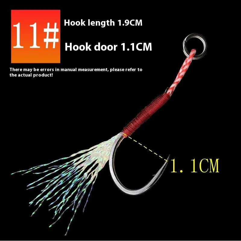 Bright wire iron plate single hook fishhook for sea fishing in sizes No 9 to No 14.