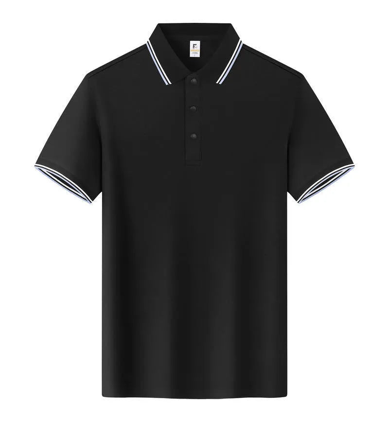 A straight-cut lapel work t-shirt in long-staple cotton shown in multiple colour options.
