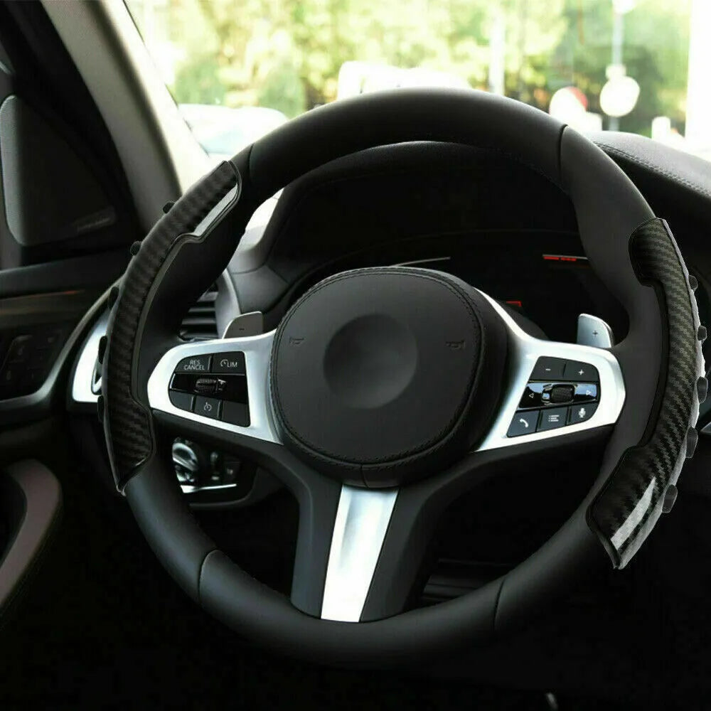 Carbon fibre black fibre steering wheel anti-slip sleeve for 38cm diameter wheels.