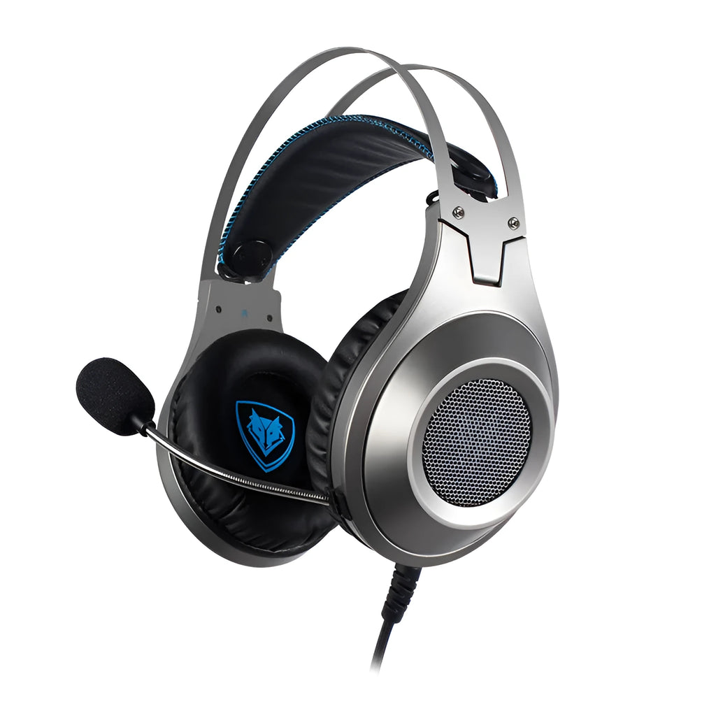 NUBWO N2 black or silver wired gaming headset with over-ear design and adjustable headband