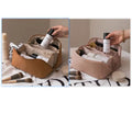 Large capacity travel makeup storage bag in PU leather, 23.5x10.5x11cm, solid colour, white pink light brown black