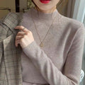 Slim fit knitted bottoming shirt in viscose fabric, shown in apricot colour.
