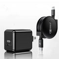 Black 18W PD single-port charging head with PD cable set, five-step adjustable length