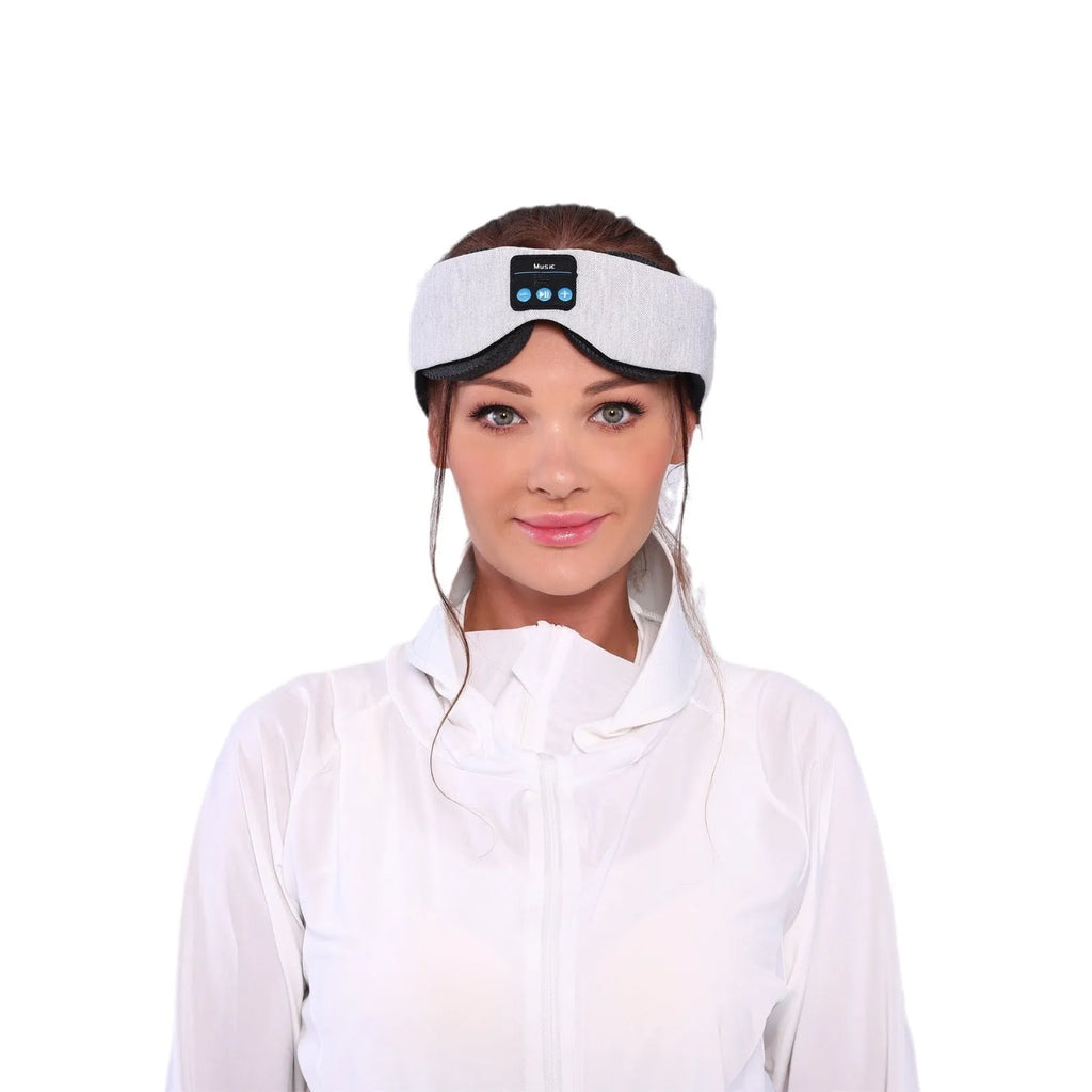 Grey outline Bluetooth sleeping eye mask with polyester construction