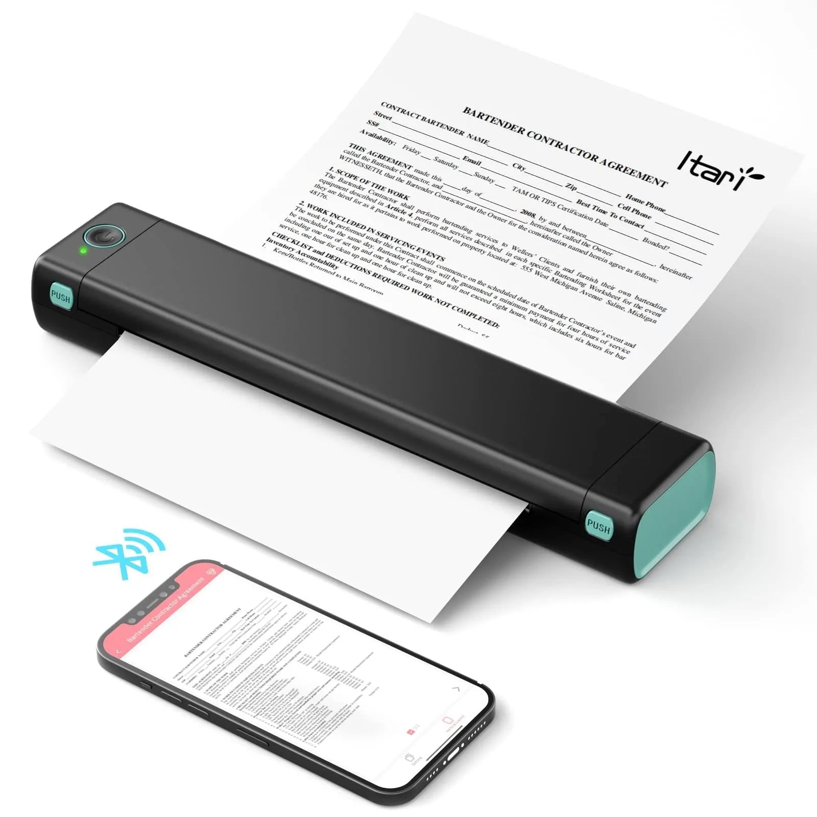 Phomemo M08F A4 portable thermal printer in silver black colour on a desk