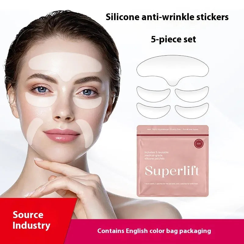 Five silicone anti-wrinkle stickers for facial wrinkle removal and prevention skincare