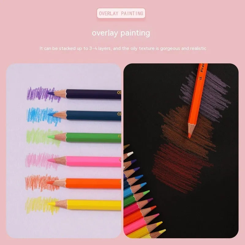 Set of wooden double-headed colouring pencils showing two colour leads on each pencil