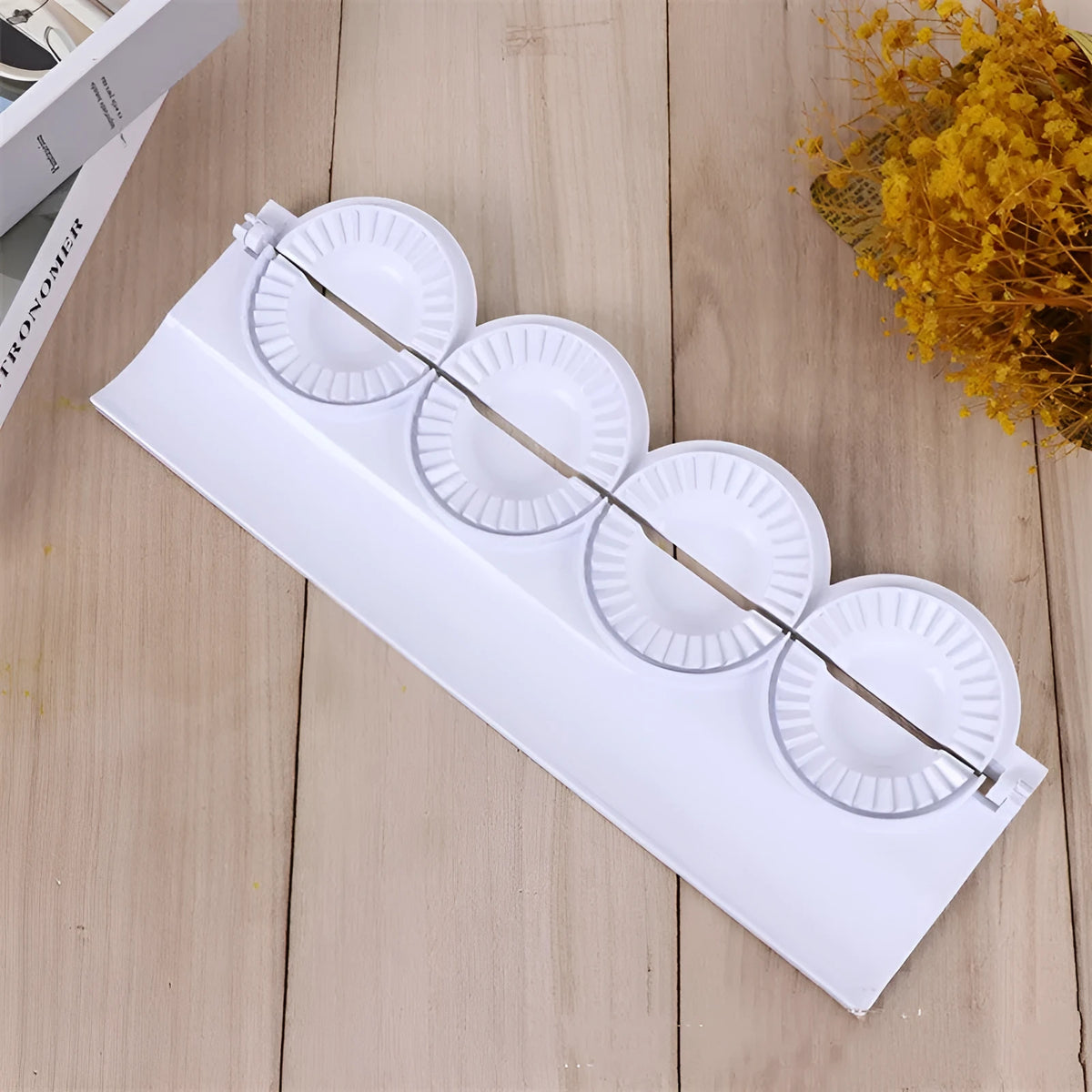 Pure white ABS plastic dumpling mould maker for pressing and sealing dumplings and cookies, compact kitchen gadget