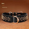 Leather dog collar with metal anti-bite rivets in chocolate, pink, or black colour for medium to large dogs