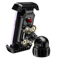 Black ABS plastic mobile phone navigation bracket mounted on bicycle handlebars for cycling