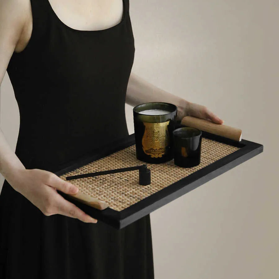 Pine wood dining tray with elegant house compartments in natural wood finish