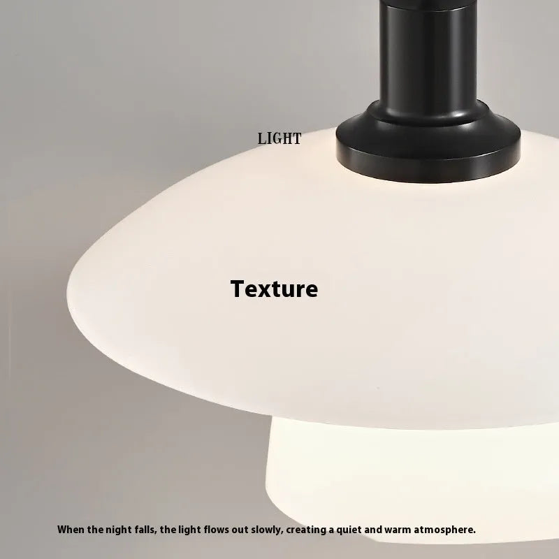 Black glass bedside droplight pendant with Italian minimalist design
